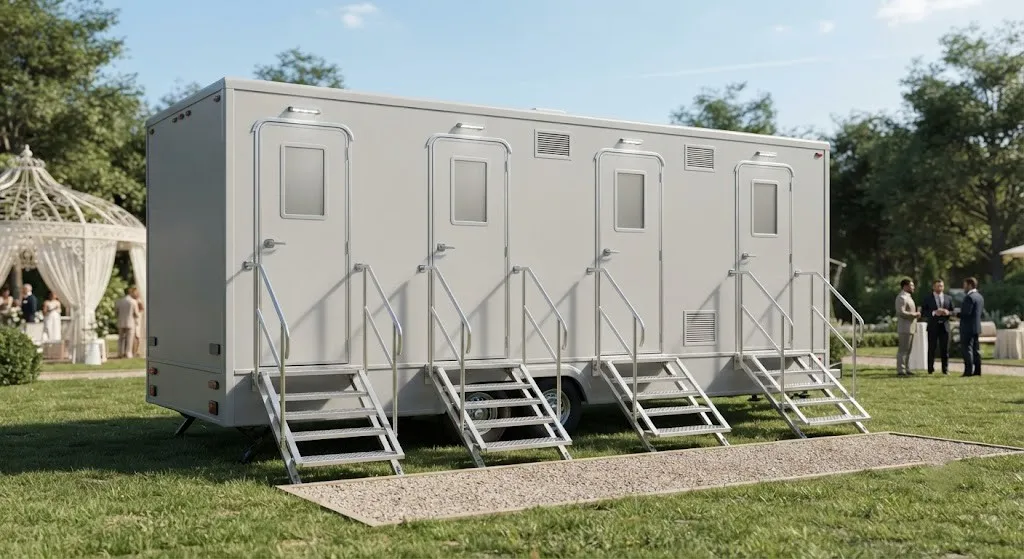 4 stall restroom trailer from our Diamond Bar fleet